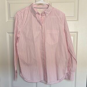 J. Crew Pink and White Striped Button-Down Shirt